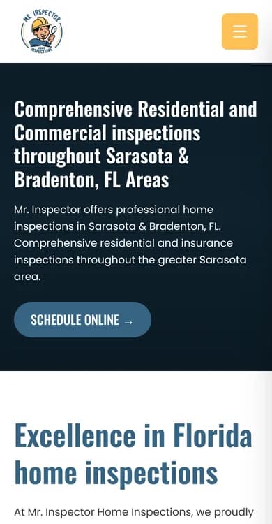 Mr. Inspector website on a phone